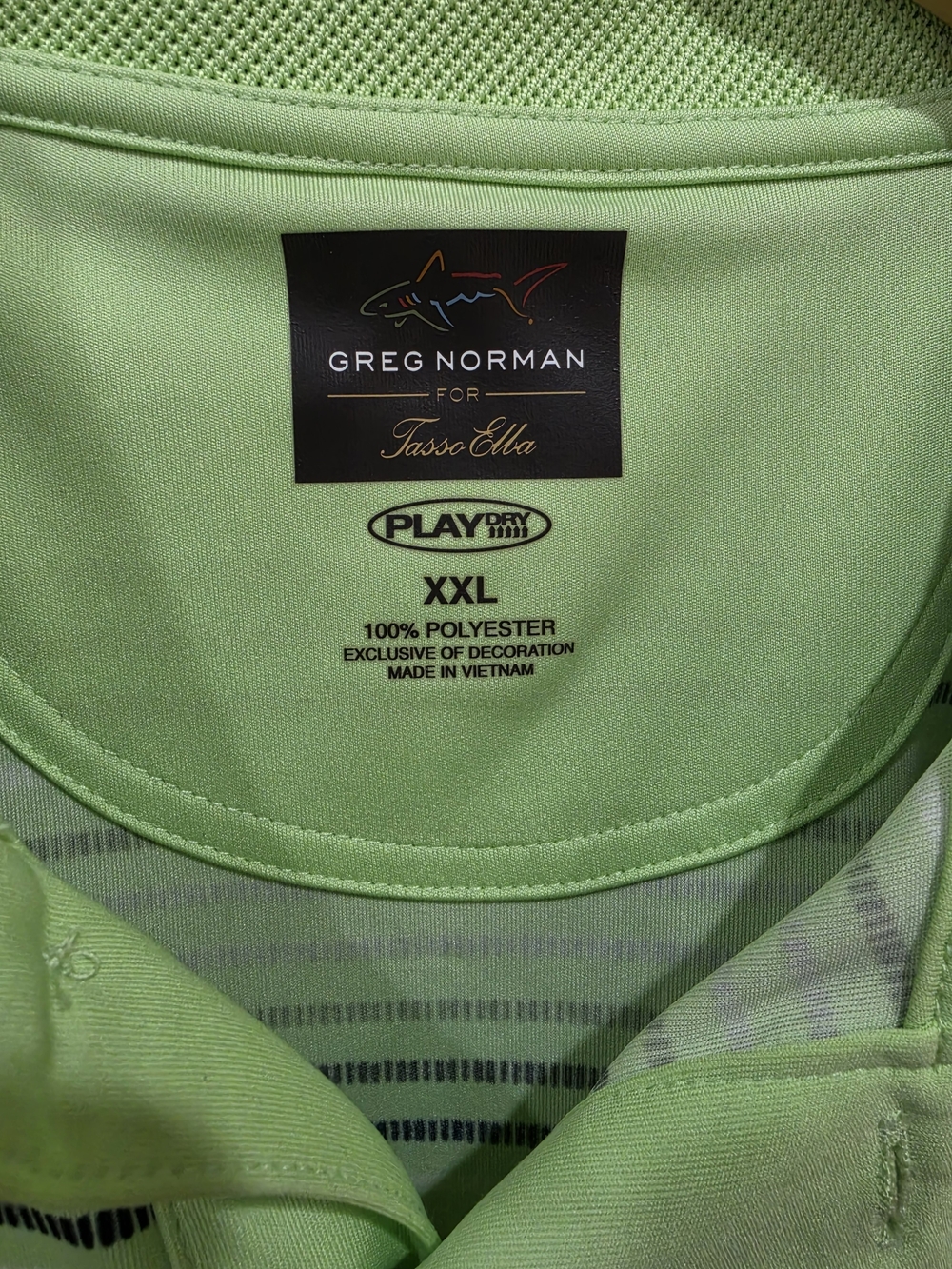 Greg Norman Men's Lime Green Striped Polo Shirt Size 2XL - Picture 2 of 5